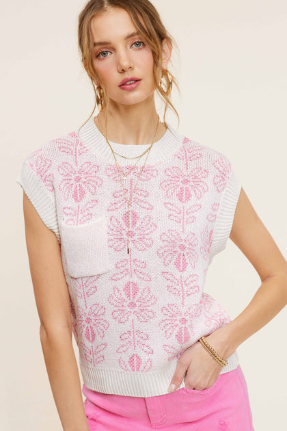Pink Camellia Sweater Vest