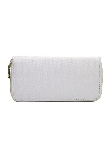 Perfect Addition White Weave Zipper Wallet