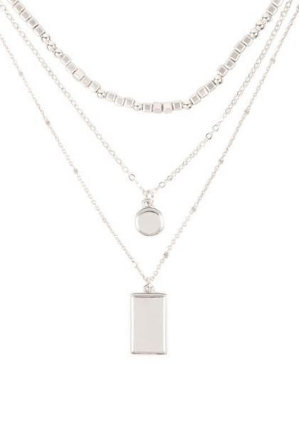 Glory Days Silver Pendant Layered Mix Chain Necklace