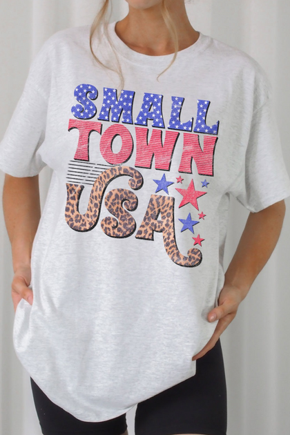 Patriotic Small Town Usa Oversized Graphic Tee