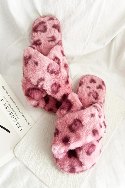 Animal Print Trendy Cozy Slippers - Pink