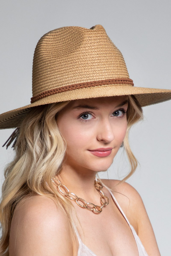 Beach Day Suede Braided Panama Hat