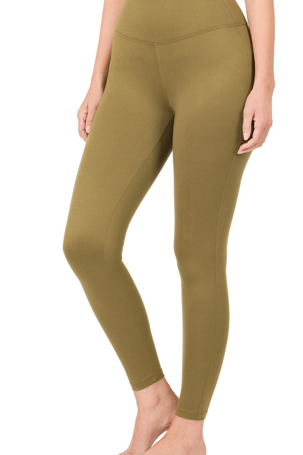 Wish Come True Dusty Olive Wide Waistband Leggings