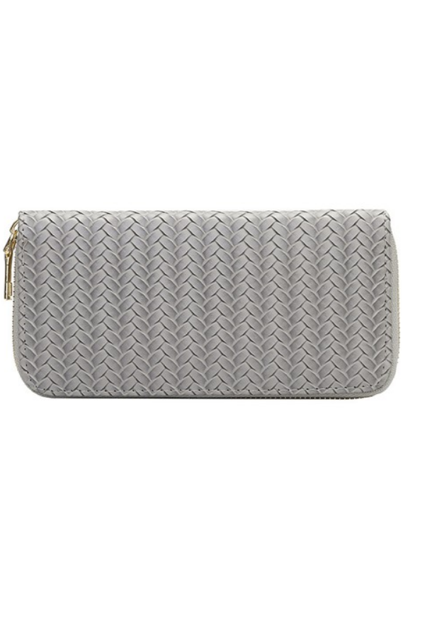 Perfect Addition Gray Weave Zipper Wallet