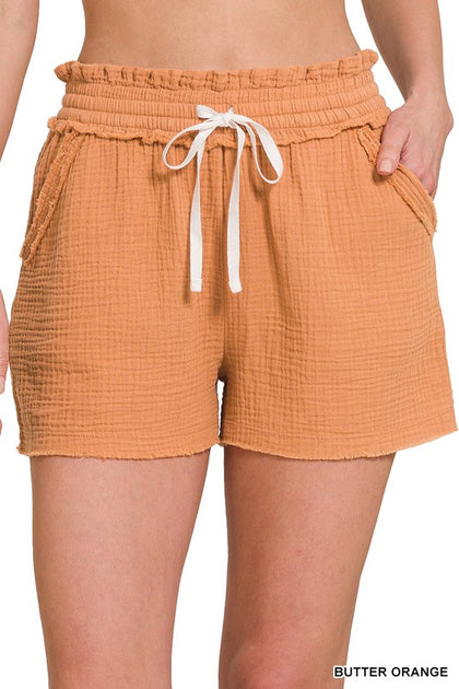 Orange Drawstring Shorts