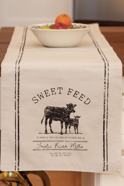 Sweet Feed Farmhouse Cow Long Table Runner