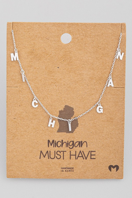 Gold Michigan Pendant Necklace