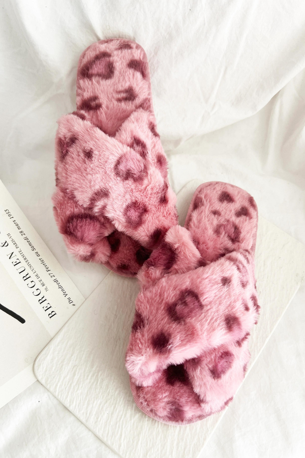 Animal Print Trendy Cozy Slippers - Pink