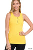 Yellow Ribbed Scoop Neck Tank Top