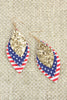 Gold Patriotic Leather Earrings