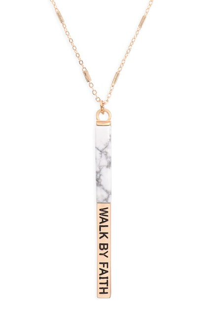 Walk By Faith White Marble Bar Chain Necklace
